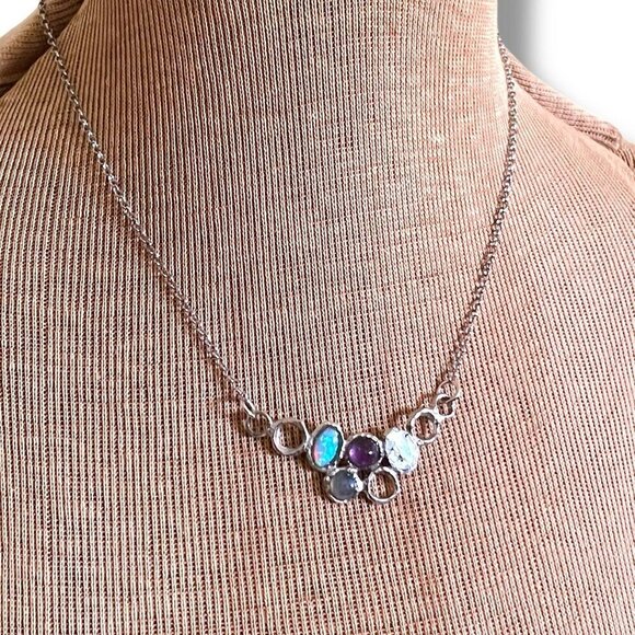 Silpada Sterling Silver 925 Necklace Roman Glass Amethyst Opal Labradorite Rare - Picture 14 of 16